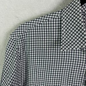 Michael Kors Dress Shirt Mens Medium Check Black White Long White Pocket